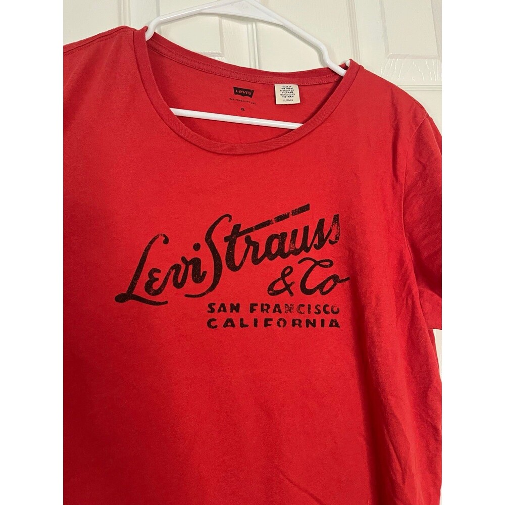 Levi's Red Graphic Logo T-Shirt Women XL Crew Neck Short Sleeve Regular Fit